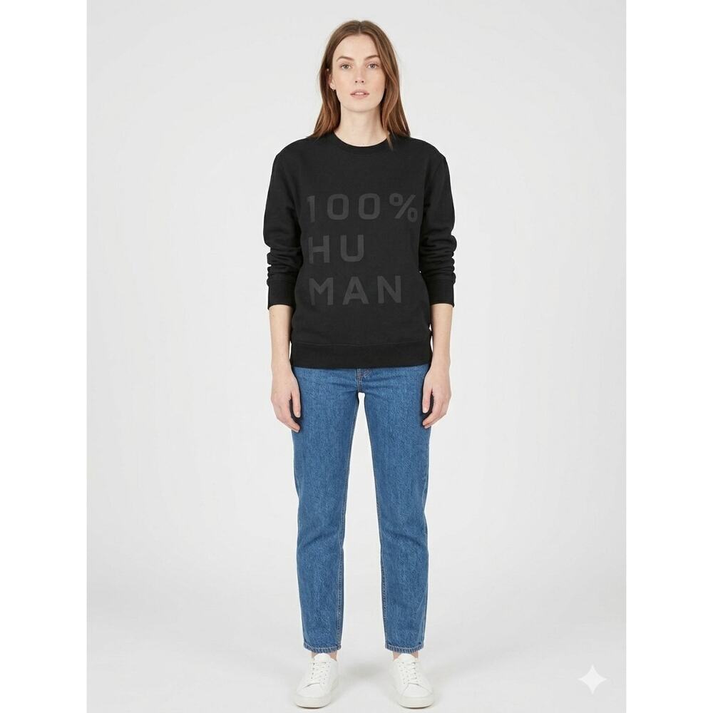 Everlane 100% Human Crew Sweatshirt Womens Small New Black Long Sleeve